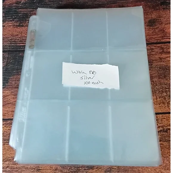 Ultra Pro Silver Series 9 Pocket Trading Card Pages 100 Count Bulk Pack Clear