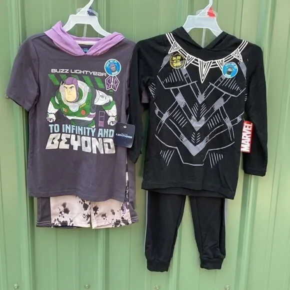 Boys Marvel & Disney Long Hoodie Jogger & T-Shirt Shorts 2, 2-Piece Sets Size 5