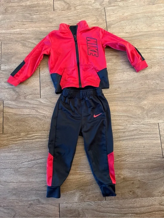 Nike Red and Black Kids Athletic Hoodie & Joggers Set