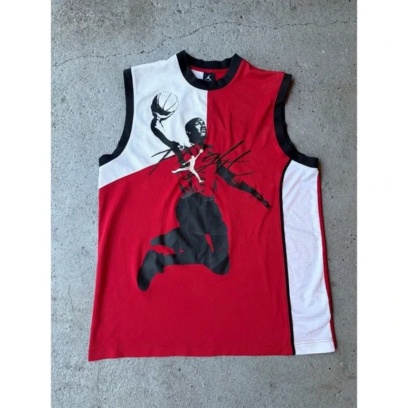 Jordan‎ Flight Basketball Jersey Mens XL Red White Black Colorblock Jumpman Logo