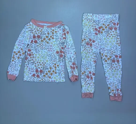 Girls Pajama Set 18M Milkberry Floral 2 Piece Cotton Long Sleeve Sleepwear EUC
