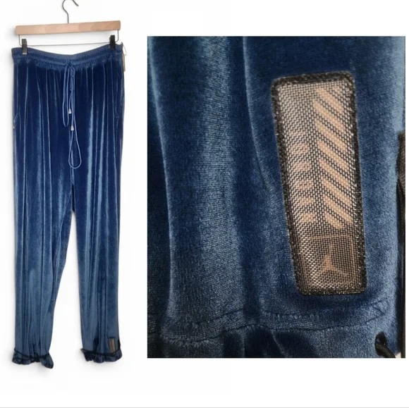 Nike Jordan Vintage 90s Y2K Velour Sweatpants in Blue Size L