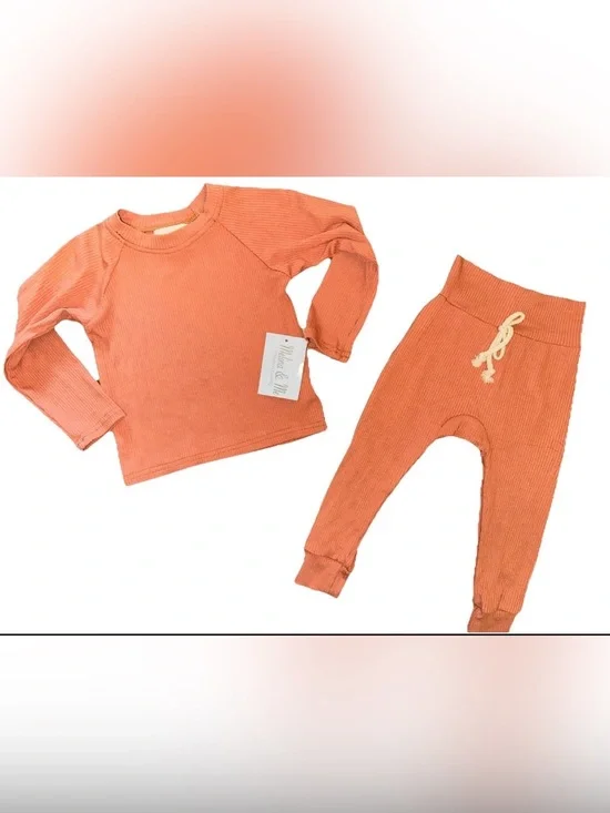 Toddler Boys Girls 2T Ribbed Outfit Set 2PC 100% Cotton Melina & Me Boutique