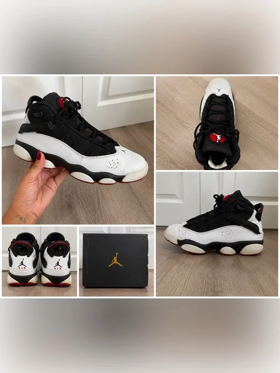Jordan Black White Red Retro Basketball Sneakers