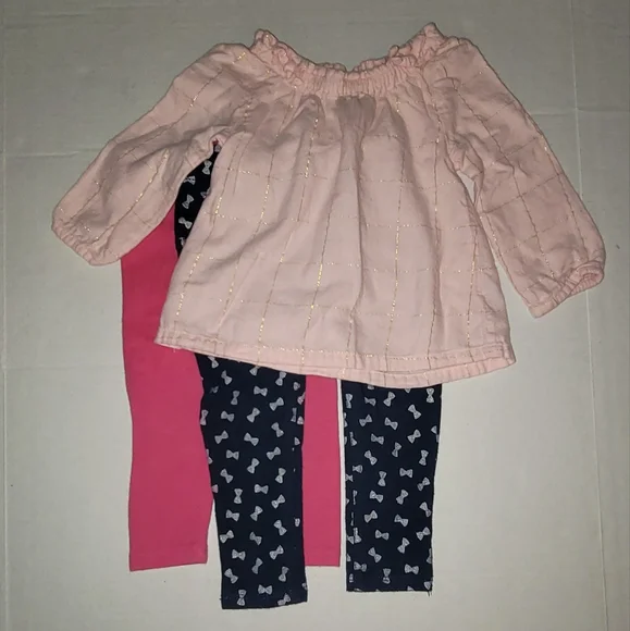 Pink Top and 2 Leggings Set