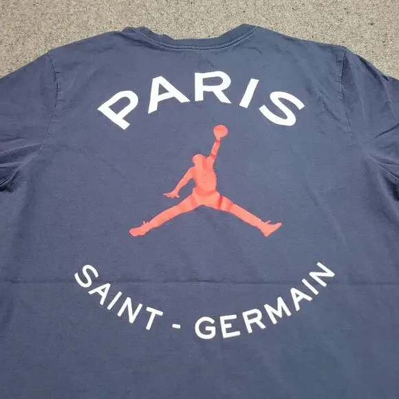 Air Jordan Shirt Mens Small Blue Paris Saint Germain PSG Jumpman Standard Fit