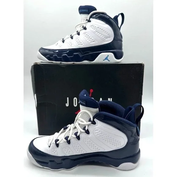 Nike Air Jordan 9 Retro GS White University Blue 302359-145 Size 7Y w/ Box