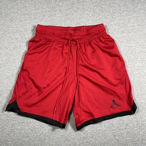 Jordan Shorts Mens S Red Dri-FIT Mesh Elastic Waist Drawstring Pockets Athletic