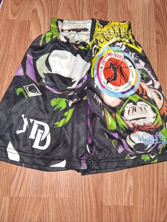 Kids Graphic Athletic Shorts with Multicolor Joker Design