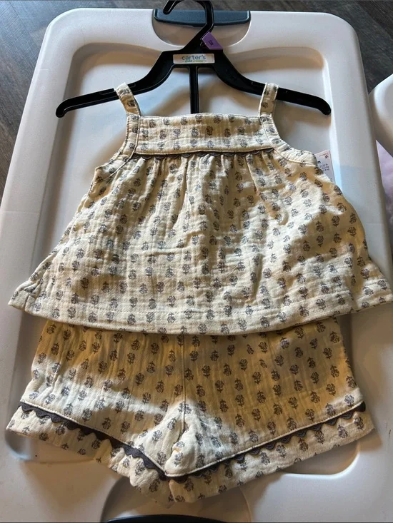 Carter's Cream and Gray Floral Baby Two-Piece Set