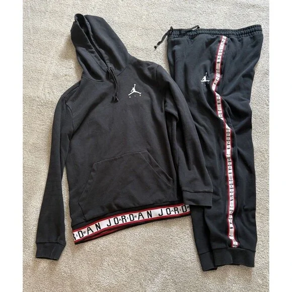 Air Jordan Jumpman Men’s Sweatsuit Size Medium Black Hoodie & Sweatpants