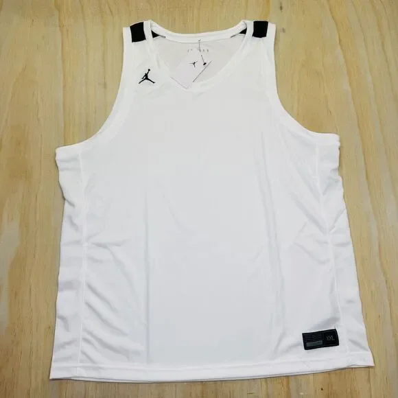 NEW Jordan Overtime Basketball Jersey White Black Mens Size 2XL FQ5296-106