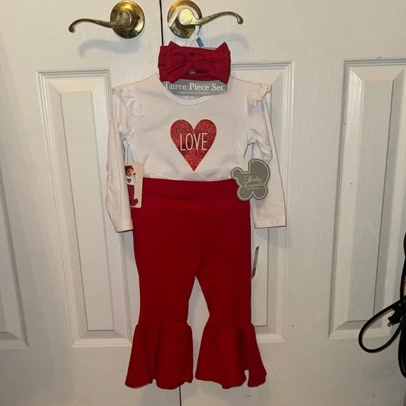 Baby Essentials Red and White Love Set