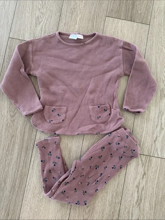 Zara floral waffle matching set size 4-5 years