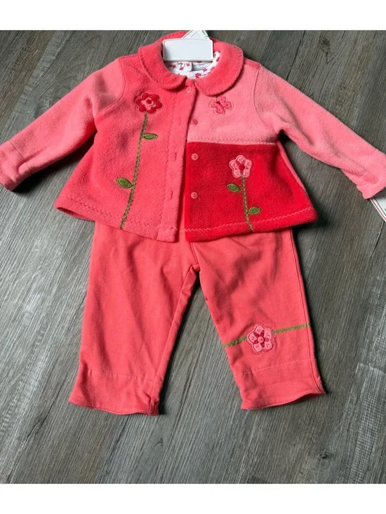 VTG NEW 3 Piece Buster Brown Fleece Outfit Jacket Floral 12 Months Outfit