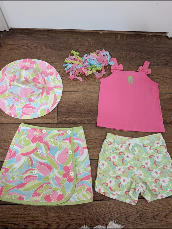 Gymboree Palm Spring Set With Reversible Skirt, Tank, Shorts, And Hat Size 3-4