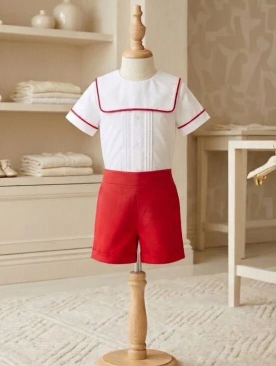 The Beaufort Bonnet Company Red Velvet Shorts Set | Size 2T