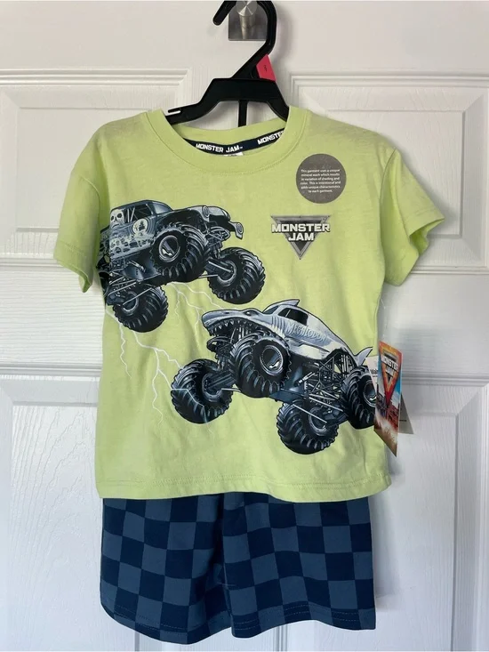 Monster Jam Kids Lime Green Monster Truck Matching Set