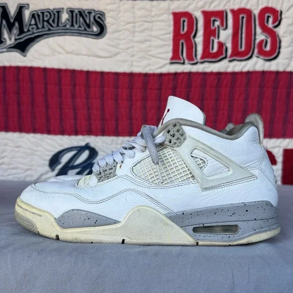 Size 9.5 - Jordan‎ 4 Retro Mid White Oreo Grey White Leather (CT8527-100)