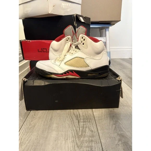 Size 10 - Air Jordan 5 Retro 2013 White Fire Red‎