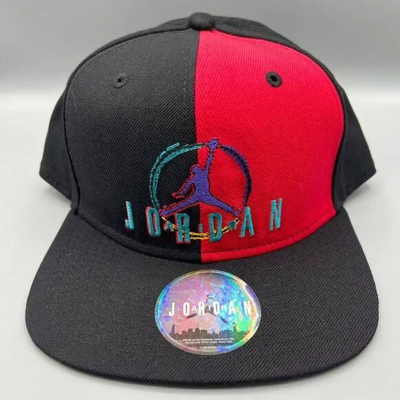 Air Jordan True Hat Men Black Red Embroidered Jumpman Snap Back Cap‎