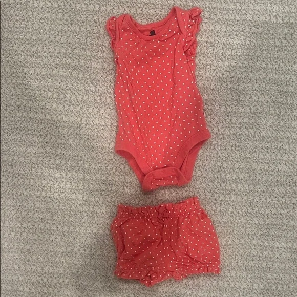 Gap Baby Girl Pink Polka Dot Onesie and Shorts Matching Set 3-6M Spring Summer