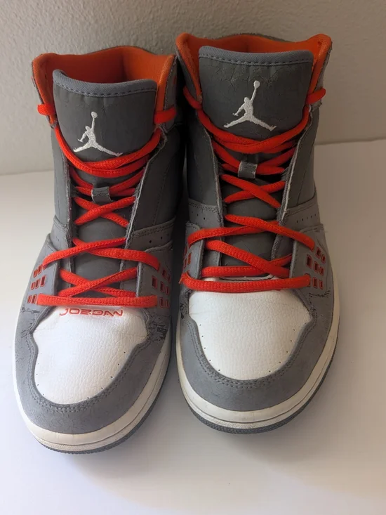 Jordan Men's High-Top Sneakers in Gray and Orange