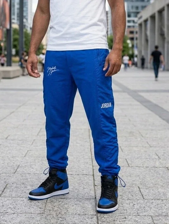 Jordan Flight Heritage Royal Blue Fleece Track Pants Adjustable Hem Large