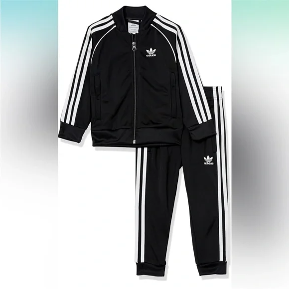 Adidas Child Adicolor Superstar Black Track Jacket Pants Set Unisex Kid Size 4/5