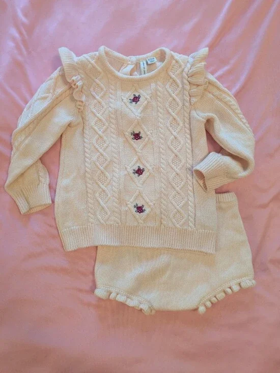BOGO Free Janie and Jack Pink Cable Knit Sweater Set