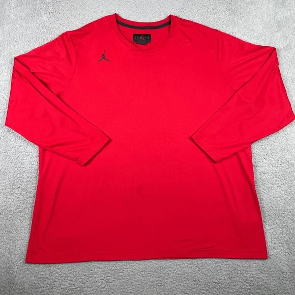 Jordan Shirt Mens 3XL Red Athletic Dri-FIT Long Sleeve Lightweight DQ7901-694