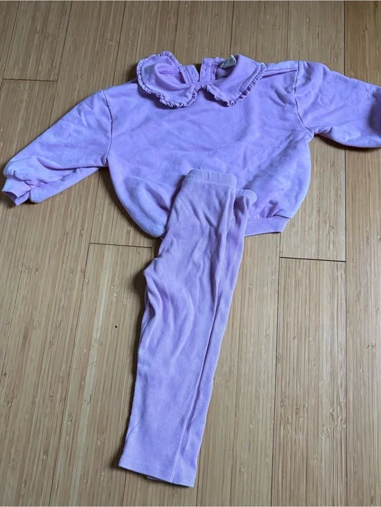 Cat & Jack Lilac Ribbed Top and Leggings Set