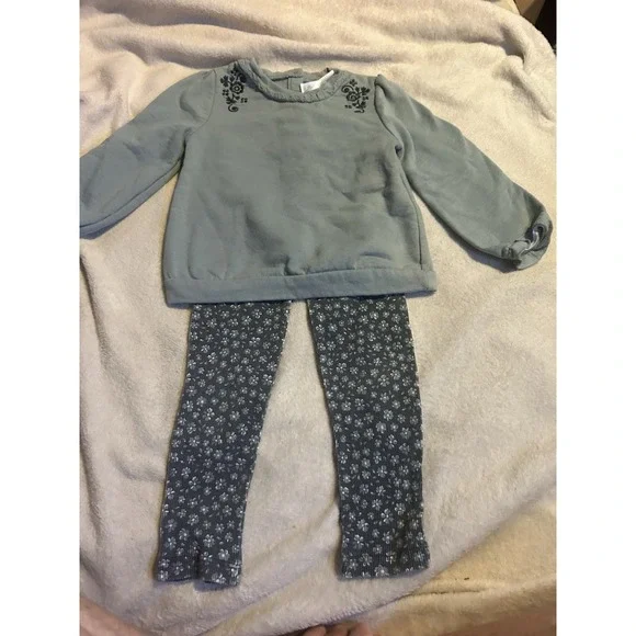 Nicole Miller New York‎ Toddler Girls Set Blue Foral Outfit 3T