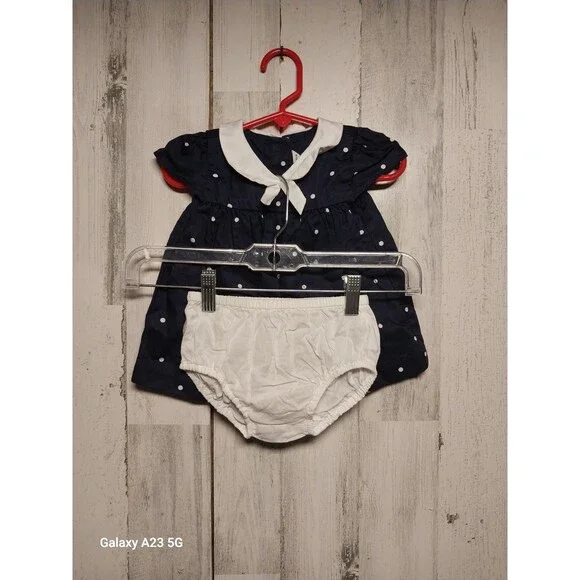 Janie And Jack Navy Blue Amd White Polka Dot 2 Piece Set 18-24 Months