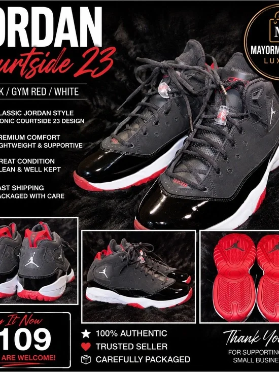 Jordan Courtside 23 Black/Gym Red | Clean | Basketball & Streetwear | Authentic