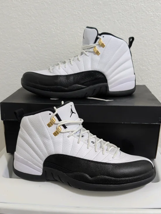 Jordan White & Black Retro High-Top with Gold Accents