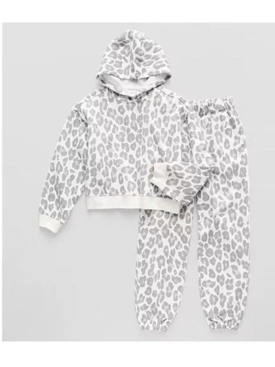Xersion Size XS 6/6X Girls Snow Leopard Fleece Sport Hoodie And Pants. New