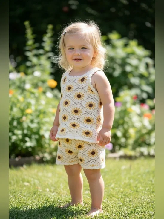 Jessica Simpson Crochet Cotton Cream Knit Tank Sunflower 3T