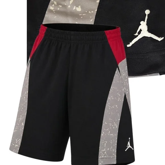 Jordan Basketball Shorts Mens Large Black Red Grey Cement Print Jumpman Mesh L