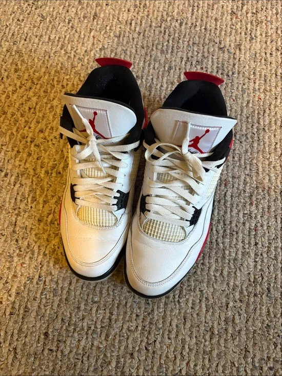 Jordan Men's White Black Red Athletic Basketball Shoes