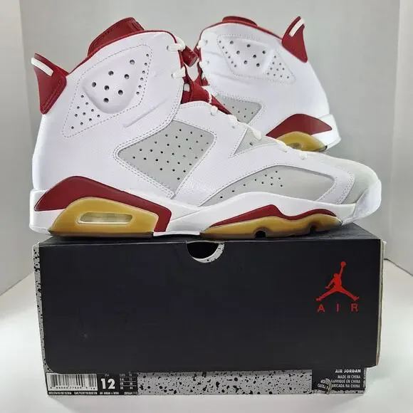 Air Jordan 6 Retro Mens 12 White Alternate 384664-113 Basketball Shoes Sneakers