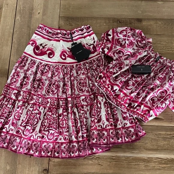 Dolce & Gabbana Kids Set in Fuchsia and White