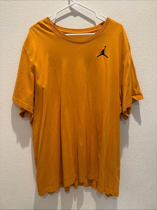 Jordan Men's Orange Crewneck Short Sleeve Tee with Black Jumpman