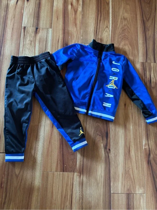 0-1 Jordan Royal Blue and Black Kids Track Set with Yellow Jump-man