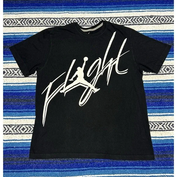 Air Jordan Y2K Flight Jumpman Men's Essentials Spell Out Shirt Black White XL