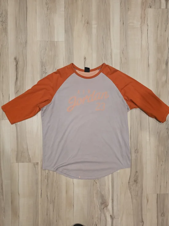 Jordan Crewneck Tee in Orange and Light Gray