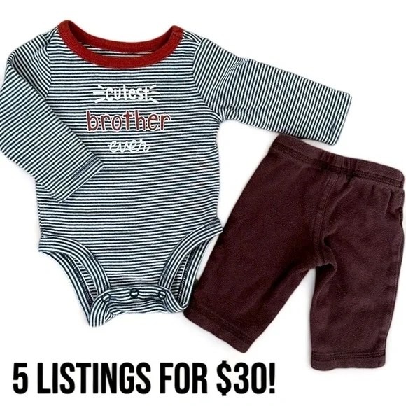 Carters newborn baby boy outfit cutest brother ever  Guc
