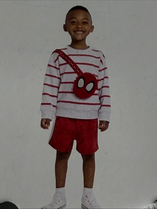 Spiderman Red & White Striped Kids Sweater with Spider Purse