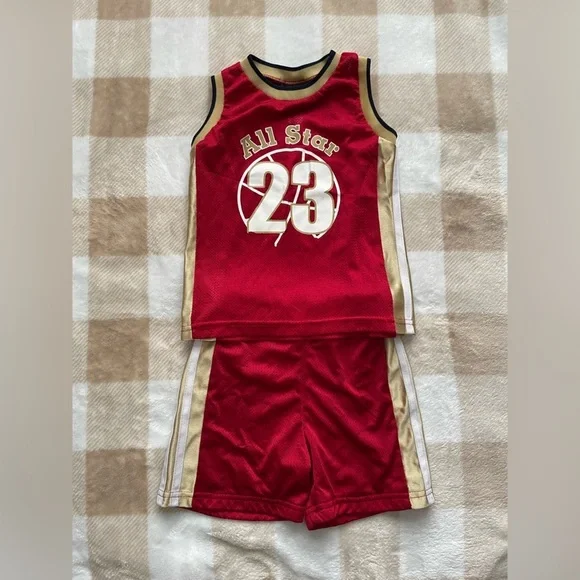Red and Gold All Star Jersey Set 3T size
