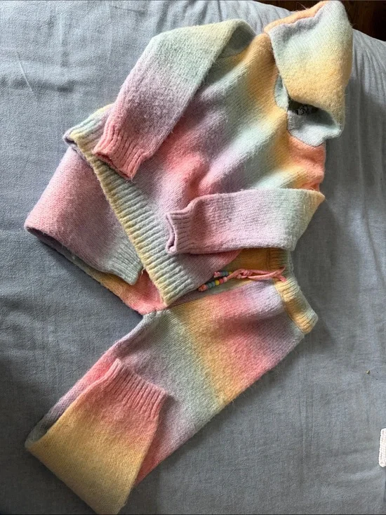 Pastel Rainbow Knit Sweater & Jogger Set-Lola and the boys size 8